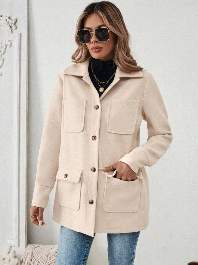 Fashion jacket for women with practical flap pockets and stylish button details Lune London