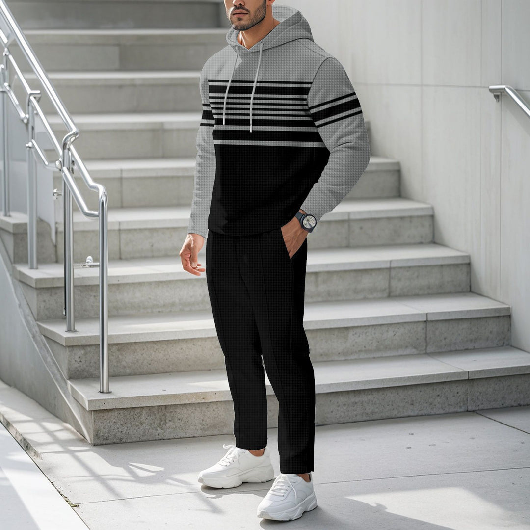 Men Sportiver Hoodie with textured design and trendy stripes Lune London