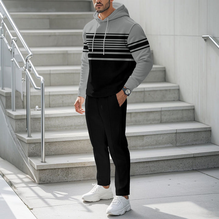 Men Sportiver Hoodie with textured design and trendy stripes Lune London