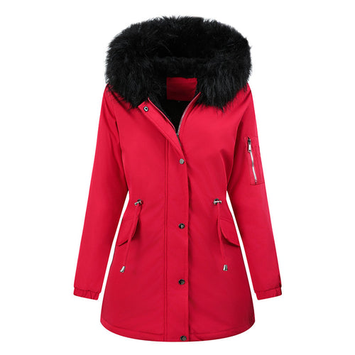 Ladies parka fashion jacket with a large hood and teddy lining Lune London