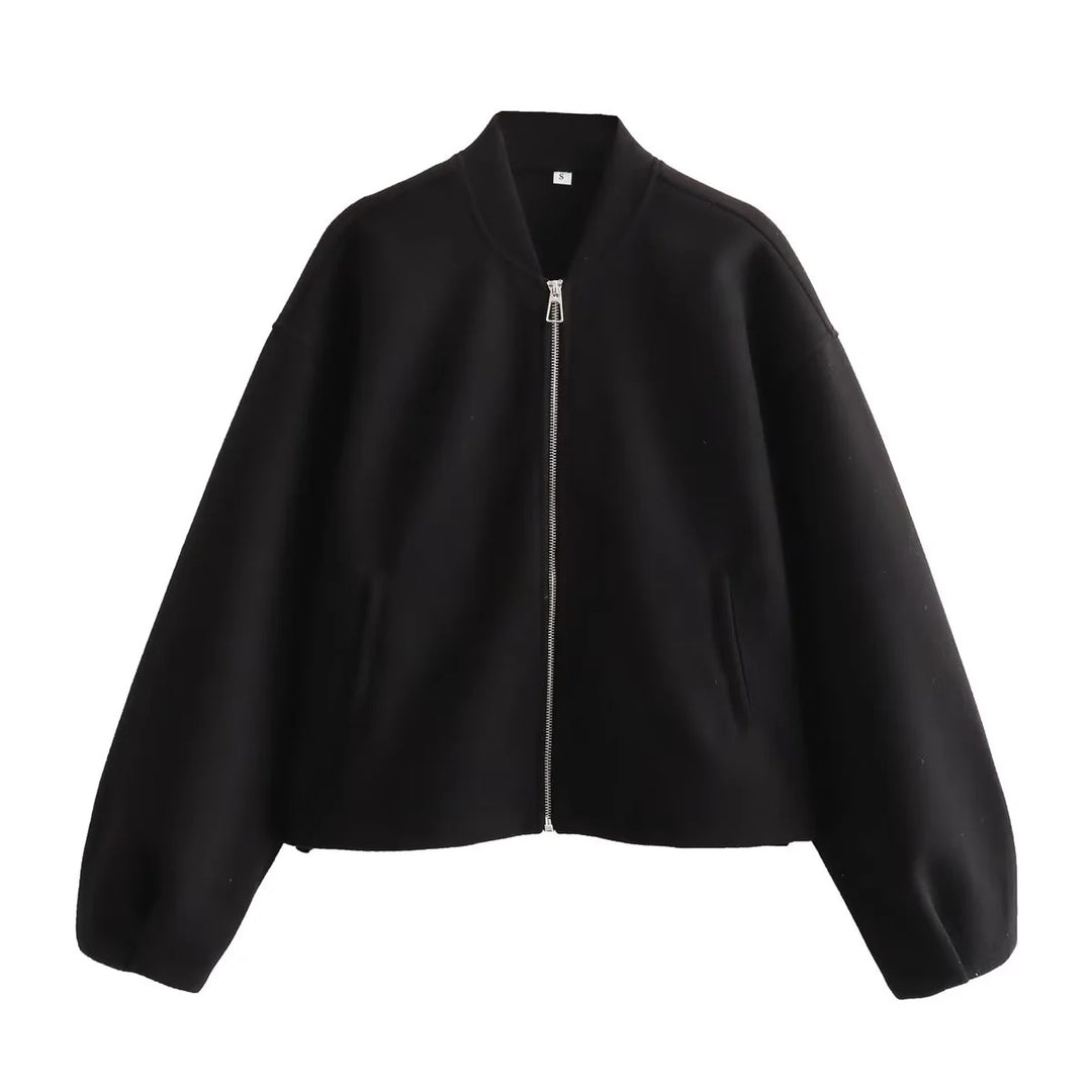 Fleece jacket for women with modern high collar and practical pockets Lune London