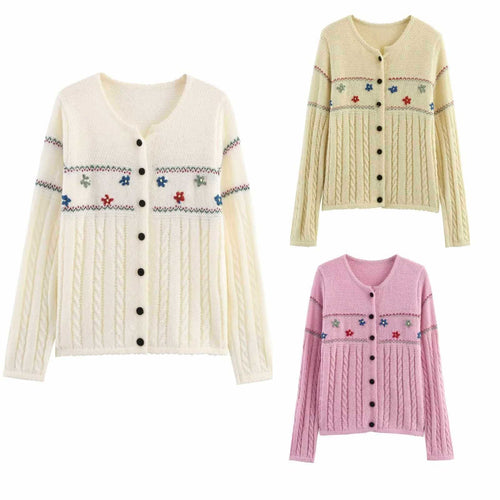 Women's cardigan with floral details and button closure Lune London