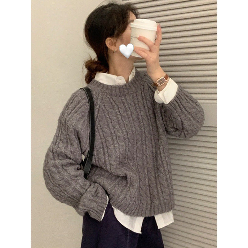 Pull en tricot épais pour femme avec des points réversibles modernes et une coupe décontractée Chic & Stil