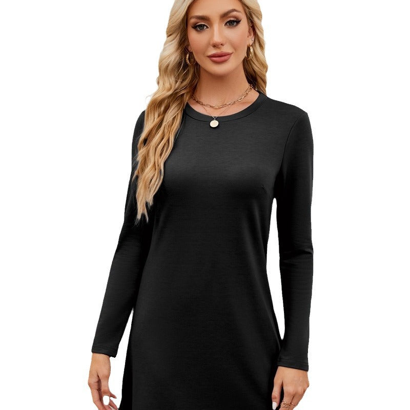 Casual jersey dress for women with long sleeves and round neckline Lune London