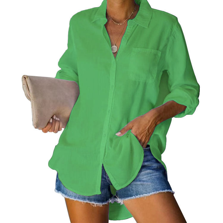 Casual blouse for women with a relaxed fit and practical chest pockets Lune London