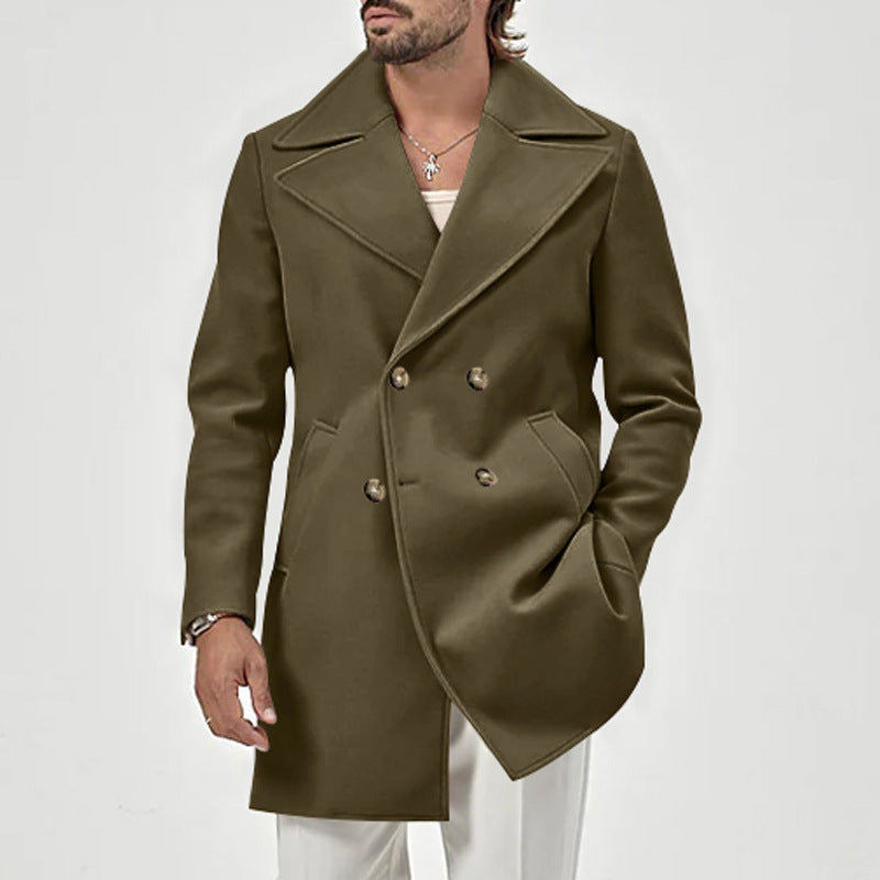 Elegant double-breasted men's coat with deep collar Lune London