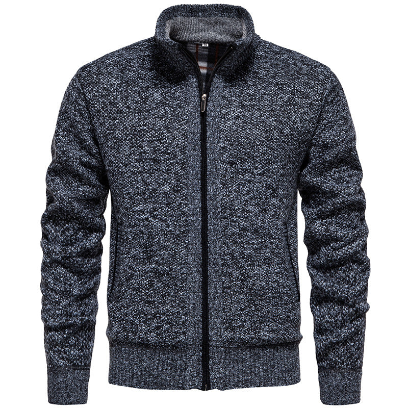 Stylish knitted jacket for men with high collar and practical pockets Lune London