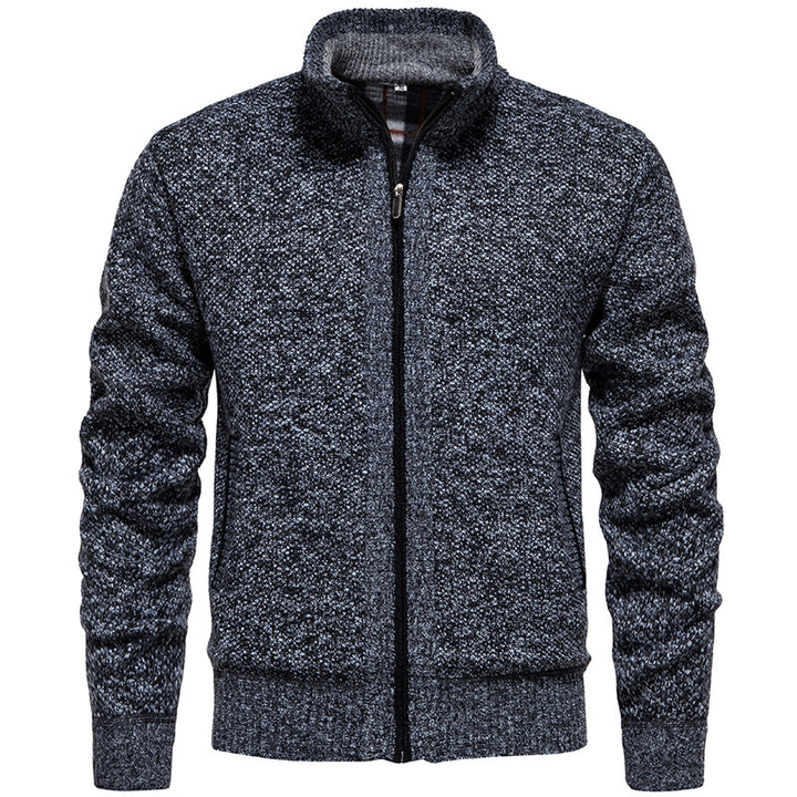 Stylish knitted jacket for men with high collar and practical pockets Lune London