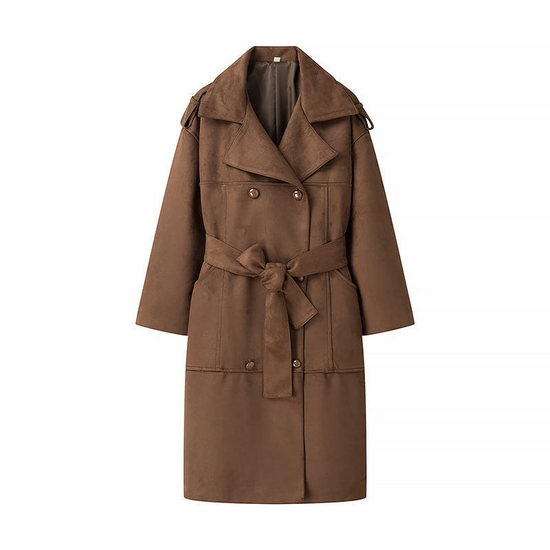 Elegant suede jacket for women with a fitted waist and a practical tie belt Lune London