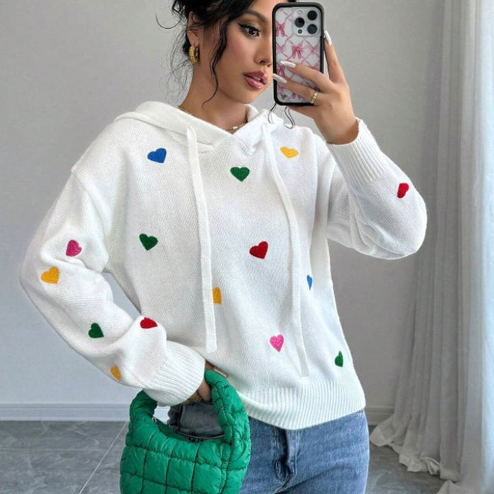 Sweat à capuche pour femmes avec design de cœur coloré et capuche Chic & Stil