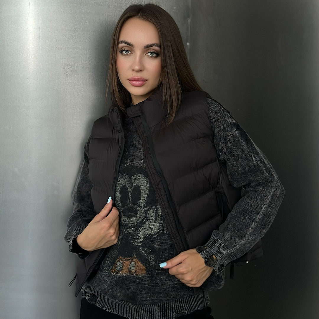 Oversized ladies sweatshirt with creative Disney pattern and trendy hole details Lune London