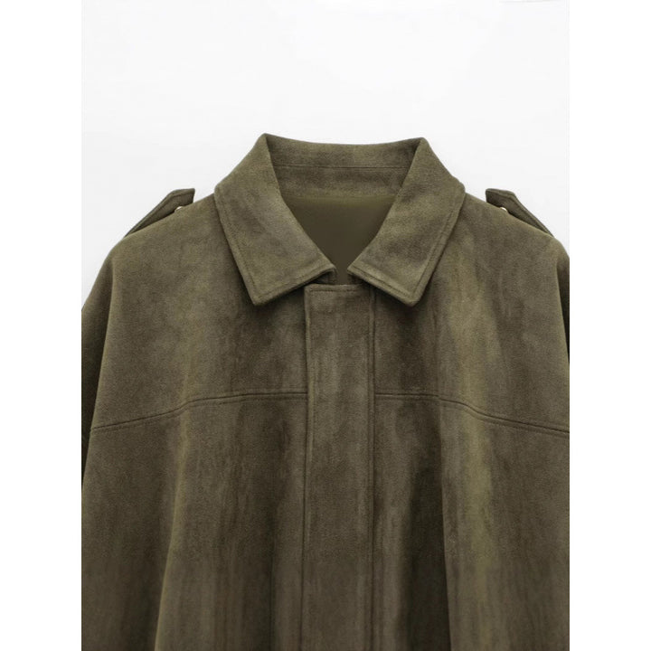 Trendy oversized jacket for women with hidden belt and chic shoulder details