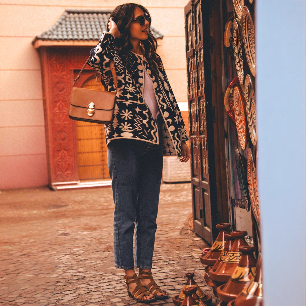 Women's sports jacket with a modern geometric pattern and lightweight material Lune London