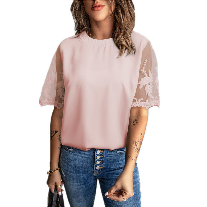 Ladies elegant T-shirt with lace on the sleeves Lune London