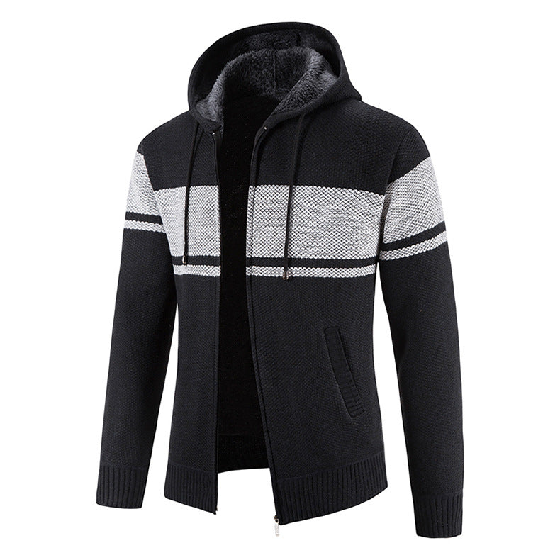 Men's hooded knit jacket with structured design Lune London