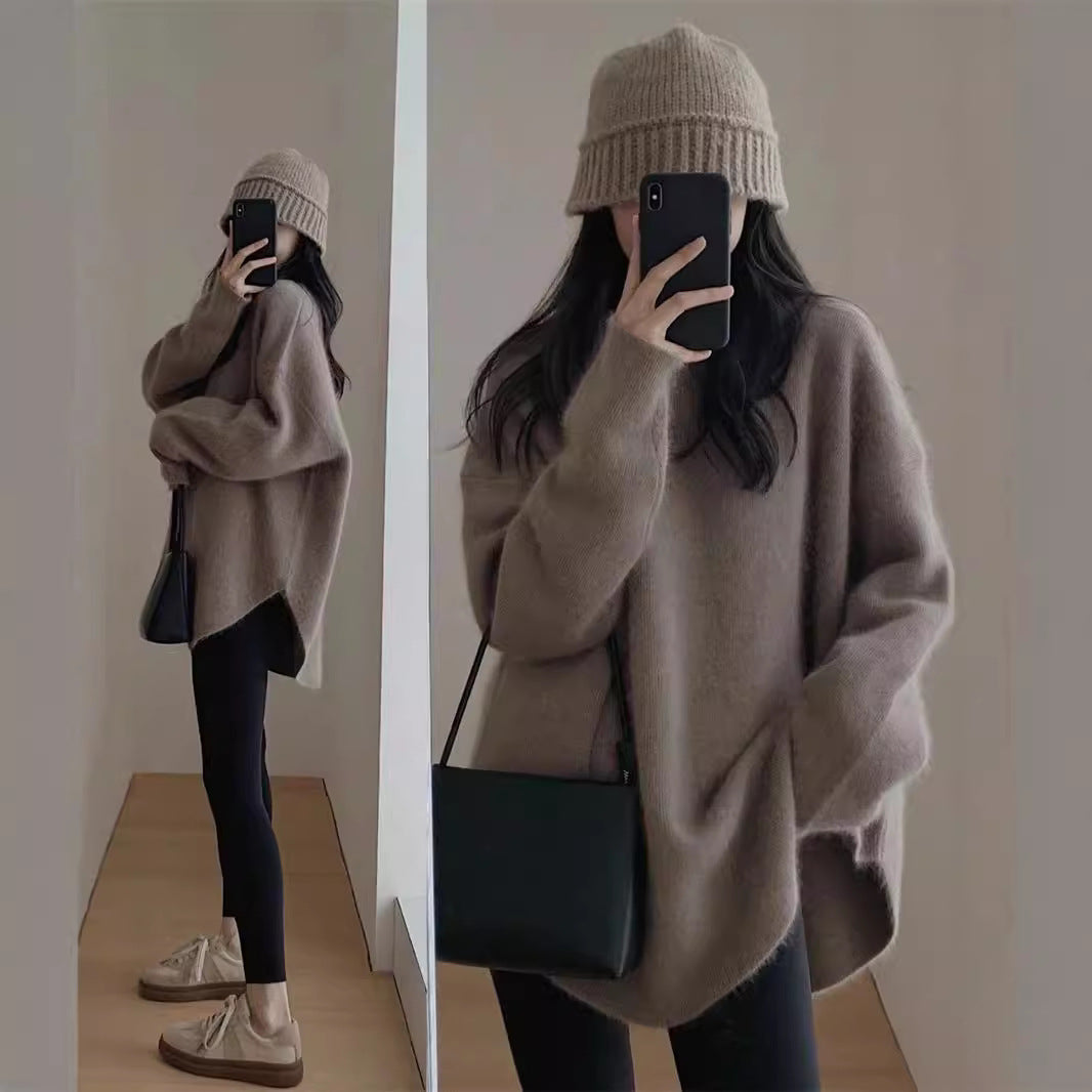 Pull oversized confortable pour femmes en matériau tricot doux avec une coupe décontractée