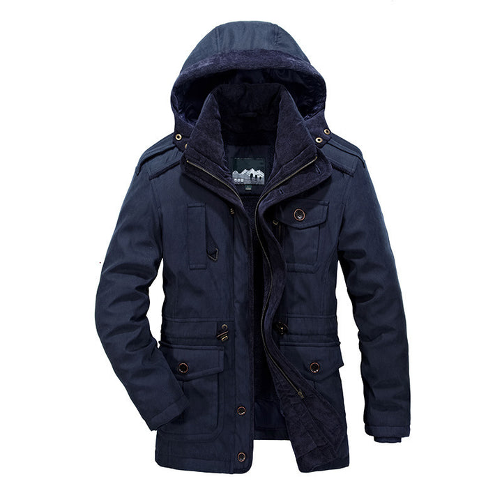 Practical and warm field jacket for men with removable hood Lune London