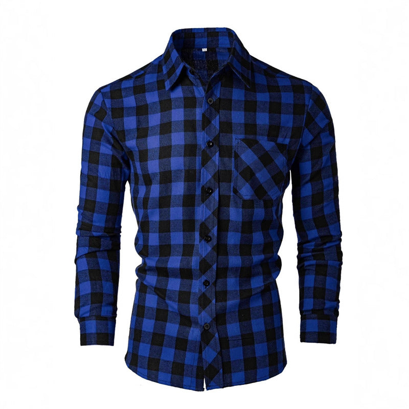 Men's flannel shirt with a classic check pattern and a chest pocket Lune London