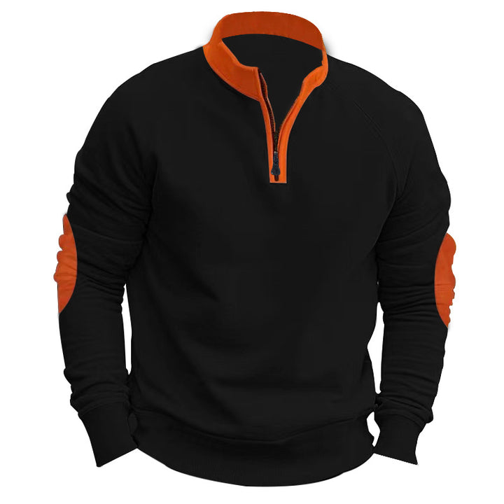 Men's sporty hoodie with top zipper and contrast patches on the sleeves Lune London