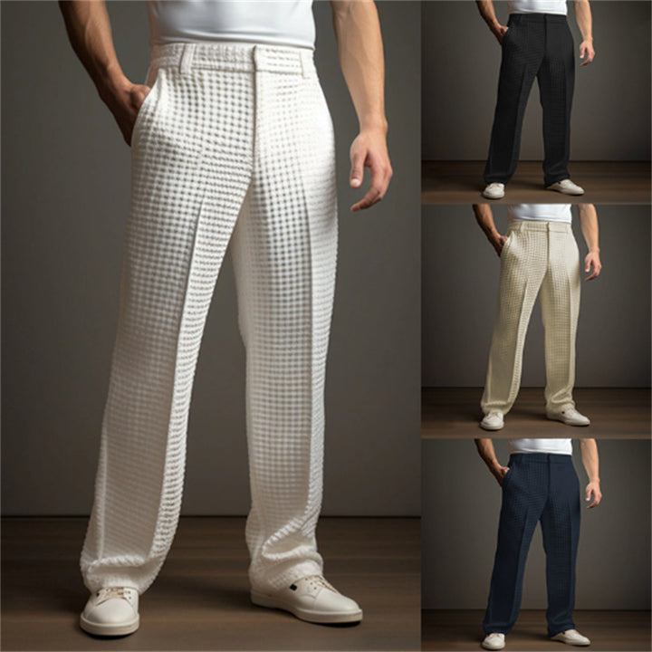 Elegant checked trousers for men with elastic waist and side pockets Lune London