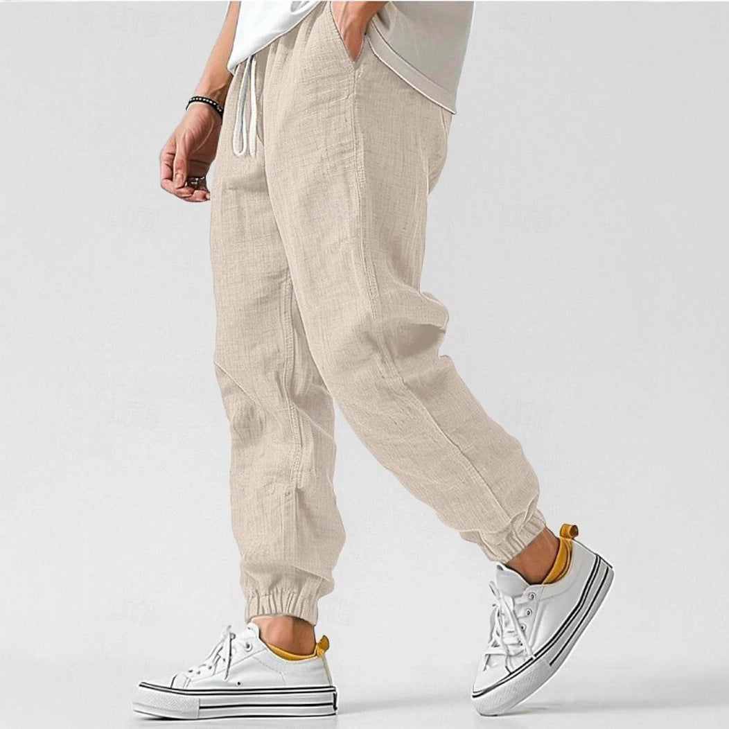 Men's Comfortable Linen Pants with Elastic Waistband and Side Pockets Lune London