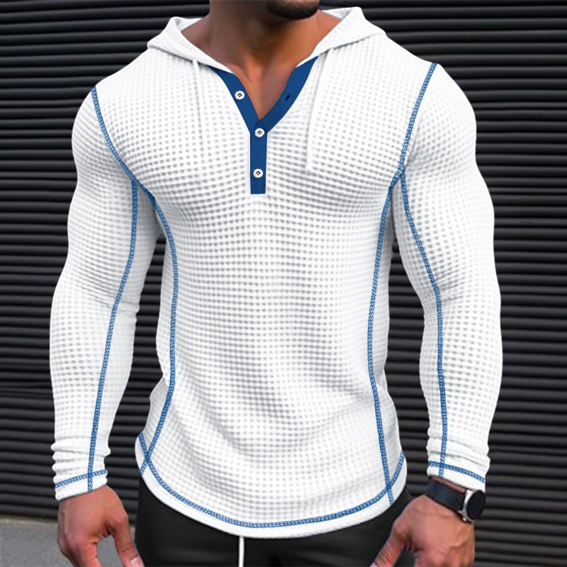 Stylish men's hoodie t-shirt with structured design and button placket Lune London