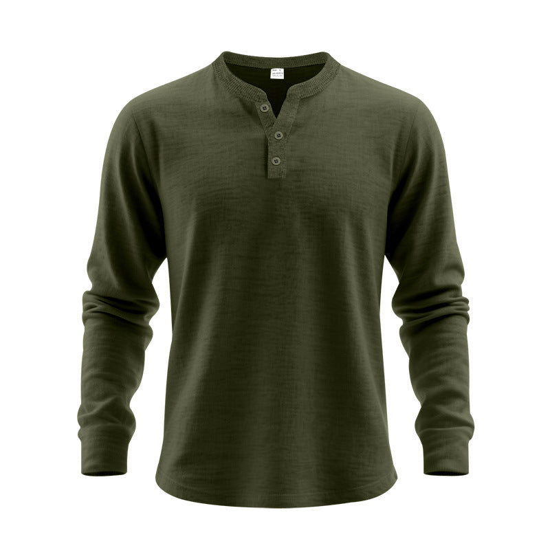 Men's long sleeve T-shirt with button placket and round neck Lune London