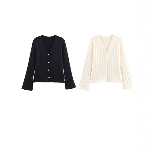 Women’s knit jacket with an elegant V-neck and a modern ribbed structure Lune London