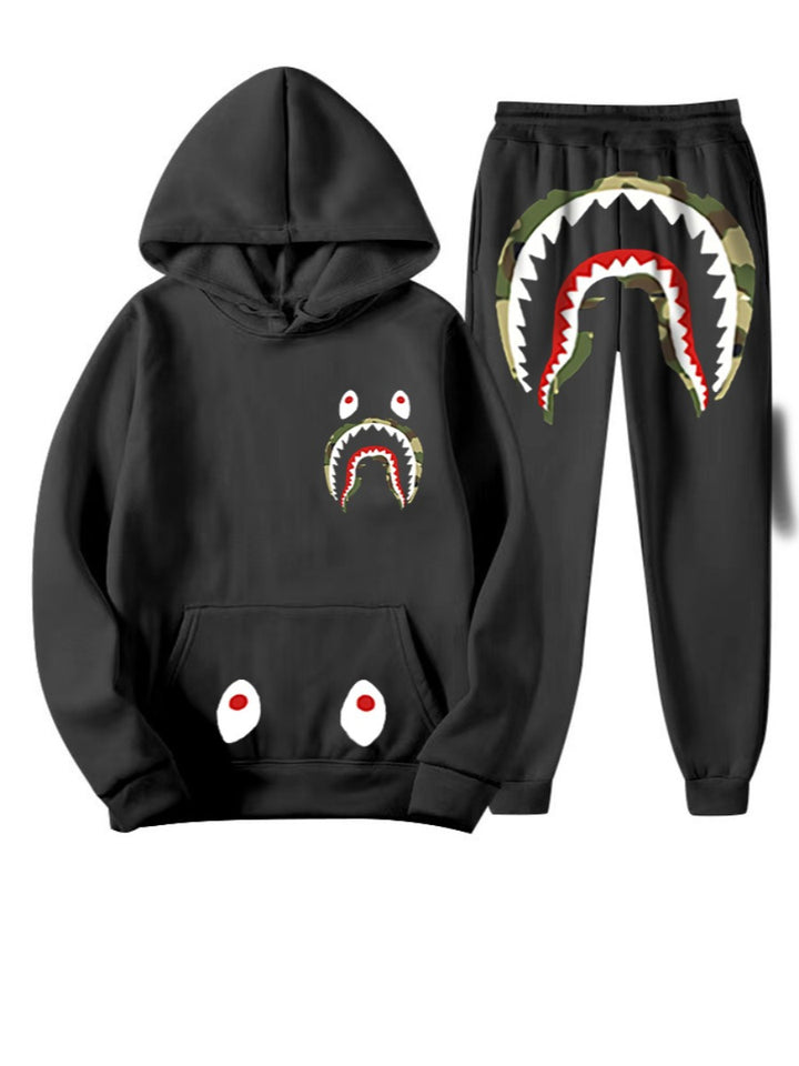 Women's sweatpants and hoodie set with striking shark pattern Lune London