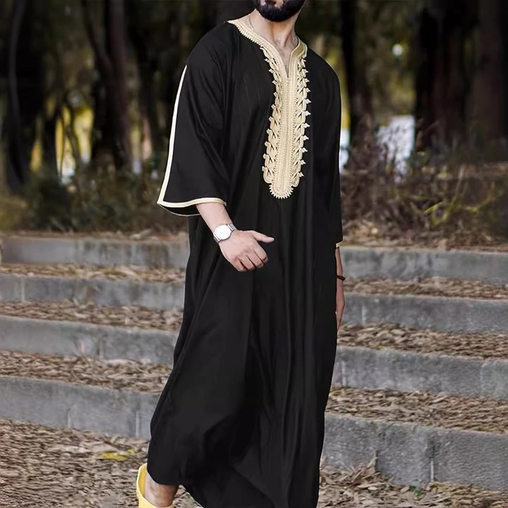 Men's traditional kaftan with artistic embroidery details Lune London