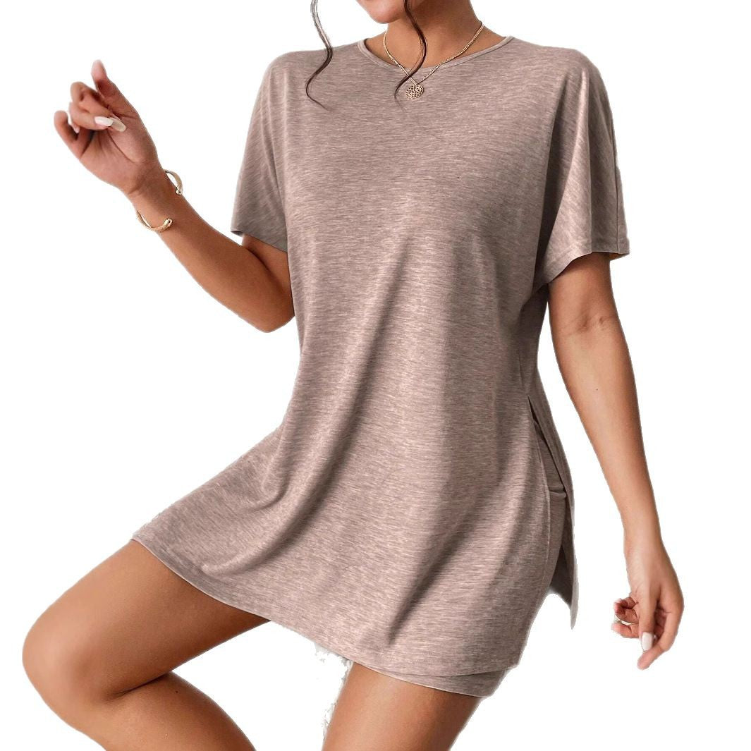 Women's leisure set with a soft short-sleeve top and matching bike shorts Lune London