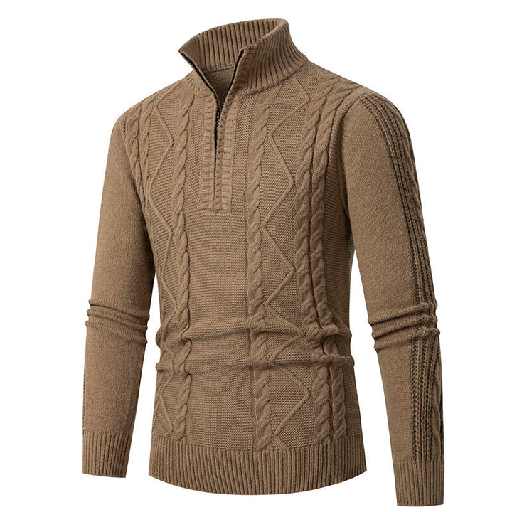 Knitted sweater for men with high collar and twisted pattern Lune London