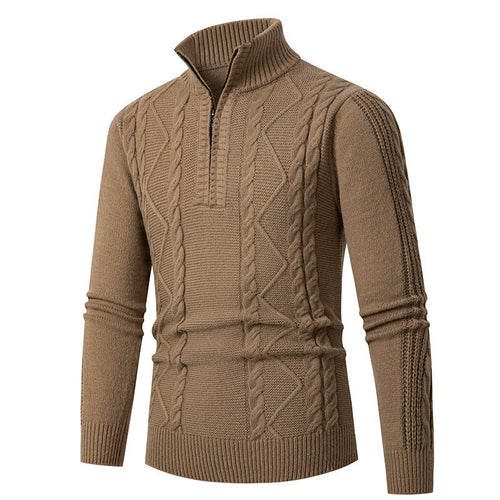 Knitted sweater for men with high collar and twisted pattern Lune London