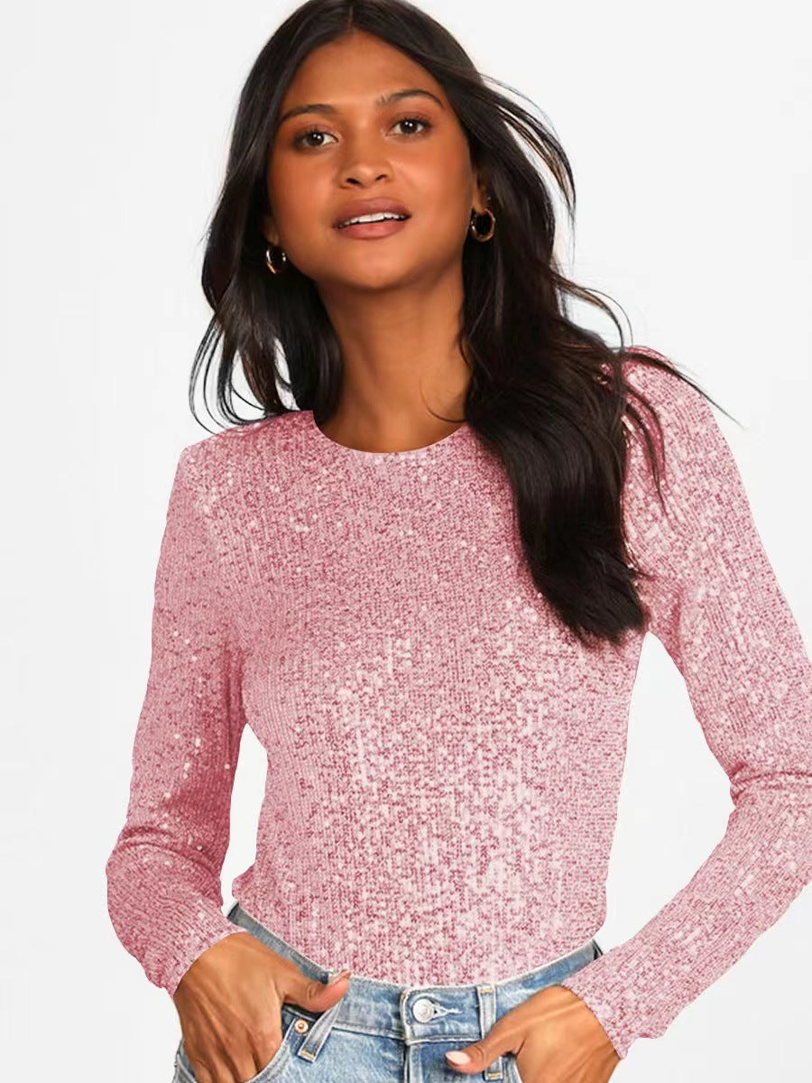 Women's Functional Sequined Bodysuit with Long Sleeve Lune London