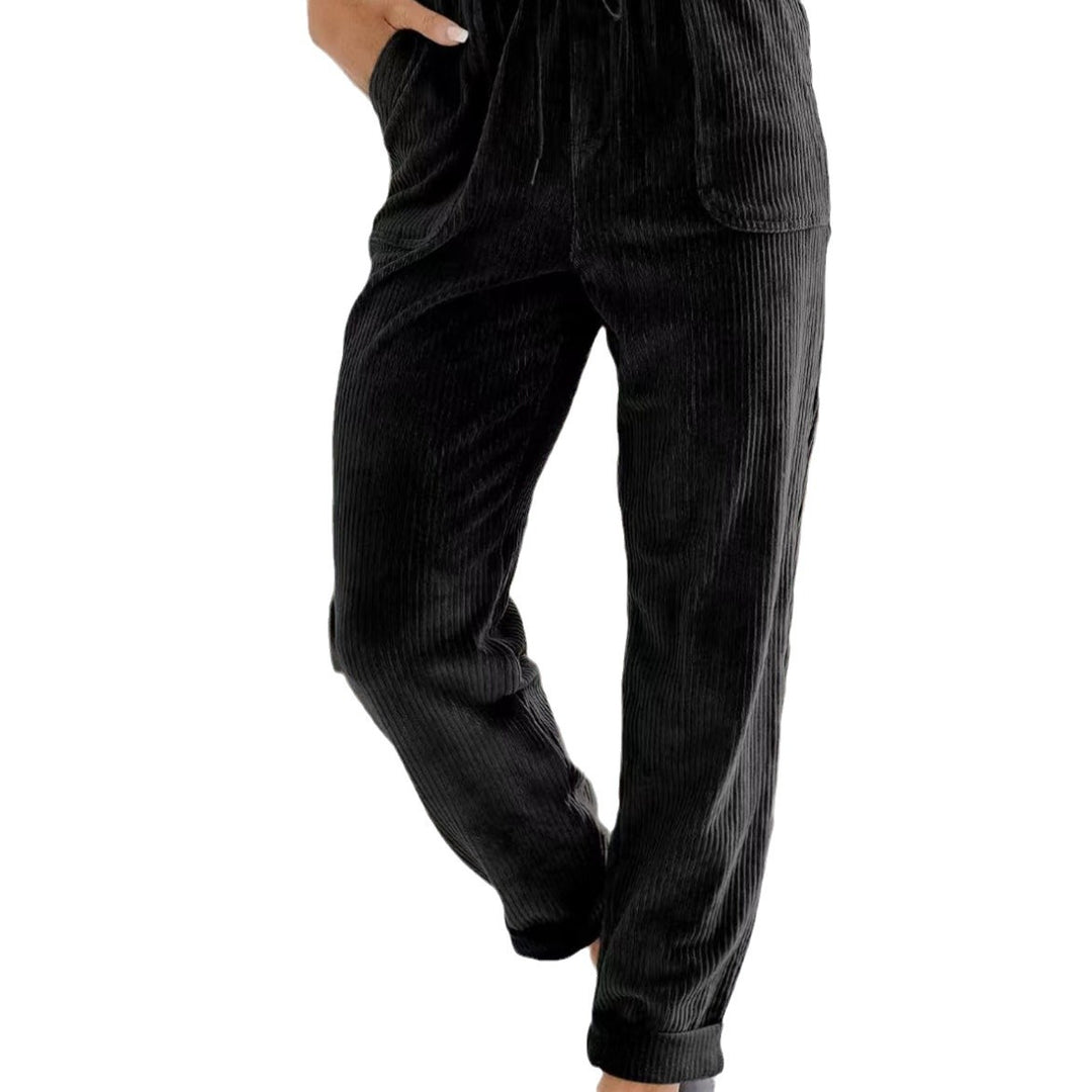 Dames Pantalon de loisirs en matériau côtelé confortable Lune London