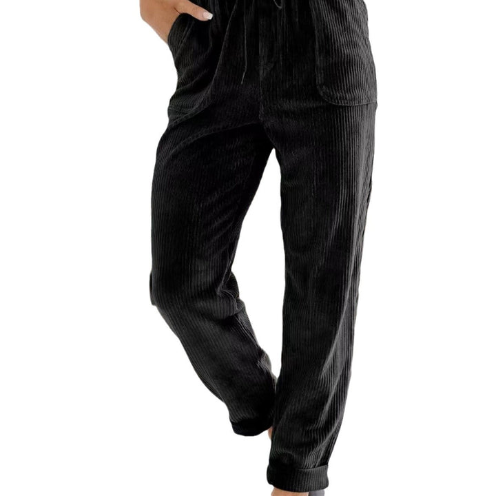 Dames Pantalon de loisirs en matériau côtelé confortable Lune London