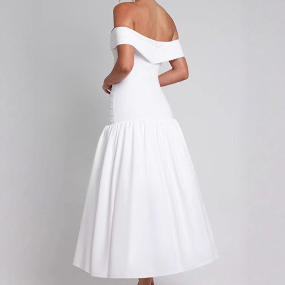 High quality off-shoulder maxi dress for women with a fitted cut and a flowy skirt Lune London