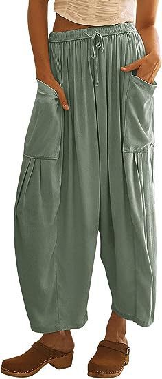 Comfortable wide-leg pants for women with practical side pockets and elastic waistband Lune London