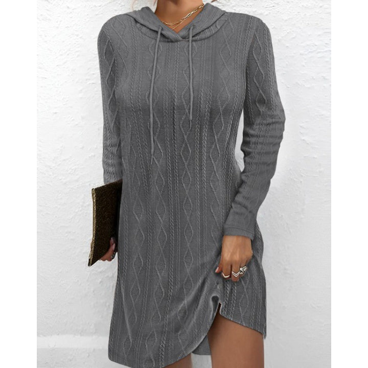 Robe en tricot pour femmes avec capuche et motif texturé Chic & Stil