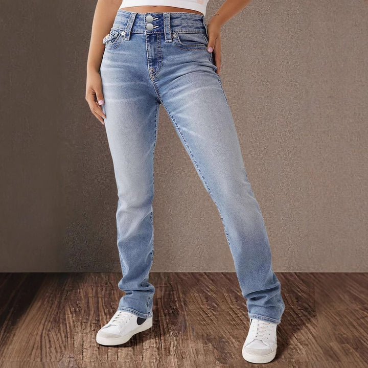 Women High Waist Bootcut Jeans with Stretch Content Lune London