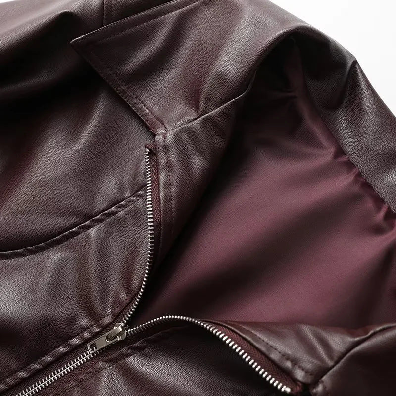 Fashion faux leather jacket for women with an elegant lapel and practical pockets Lune London