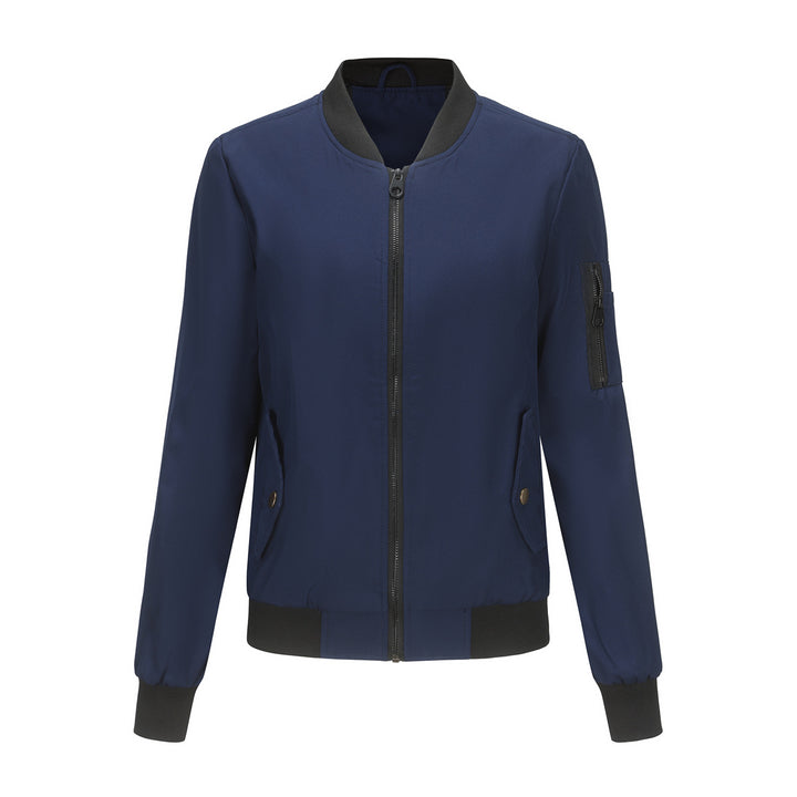 Modest bomber jacket for women with practical zip pockets and a sporty collar Lune London