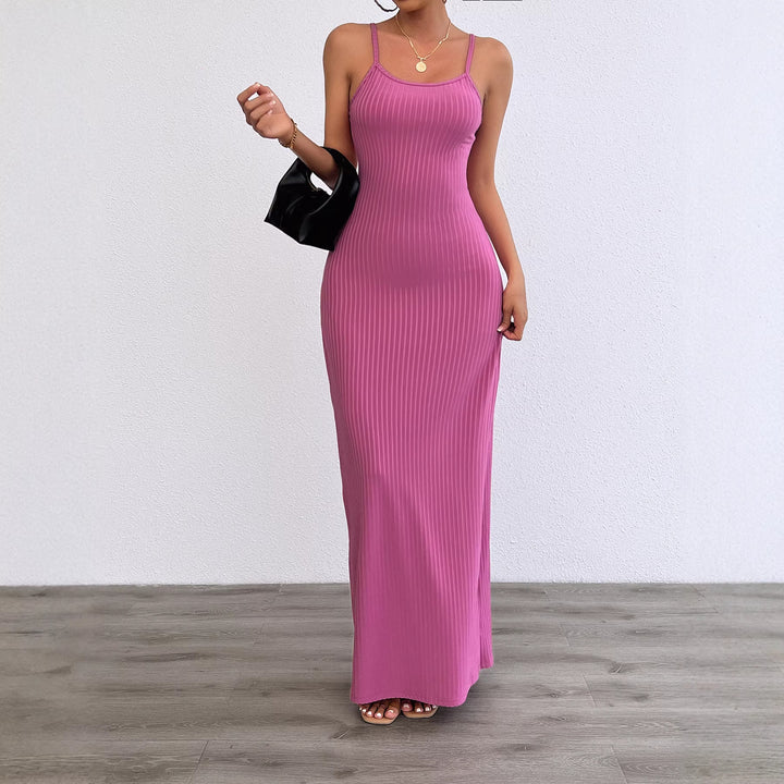 Fitted maxi dress for women with fine ribbed structure Chic & Stil