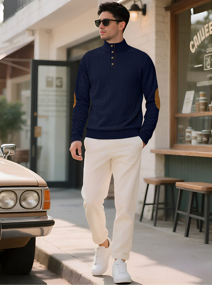 Knit sweater for men with high collar and stylish buttoned cuffs Lune London