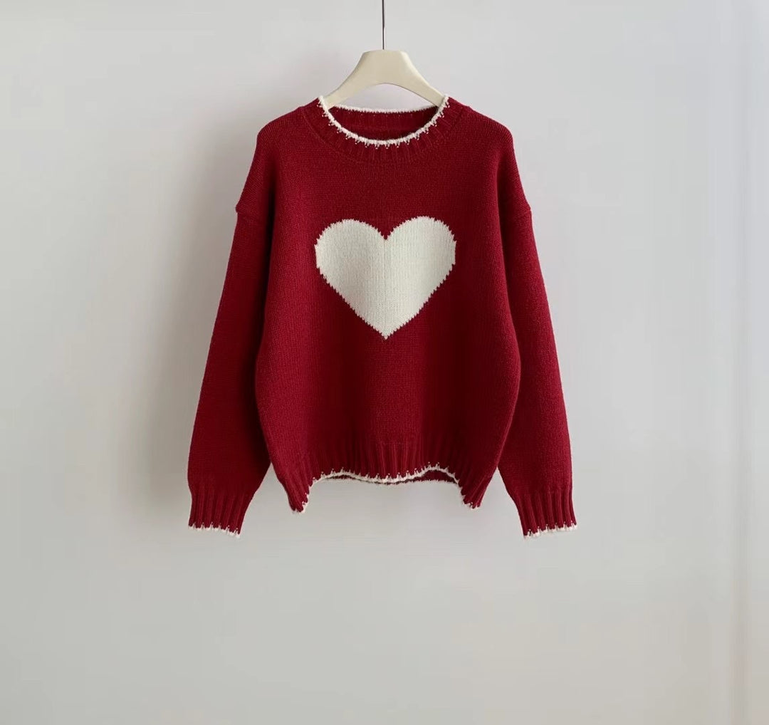 Knit sweater for women with heart pattern and relaxed fit Lune London