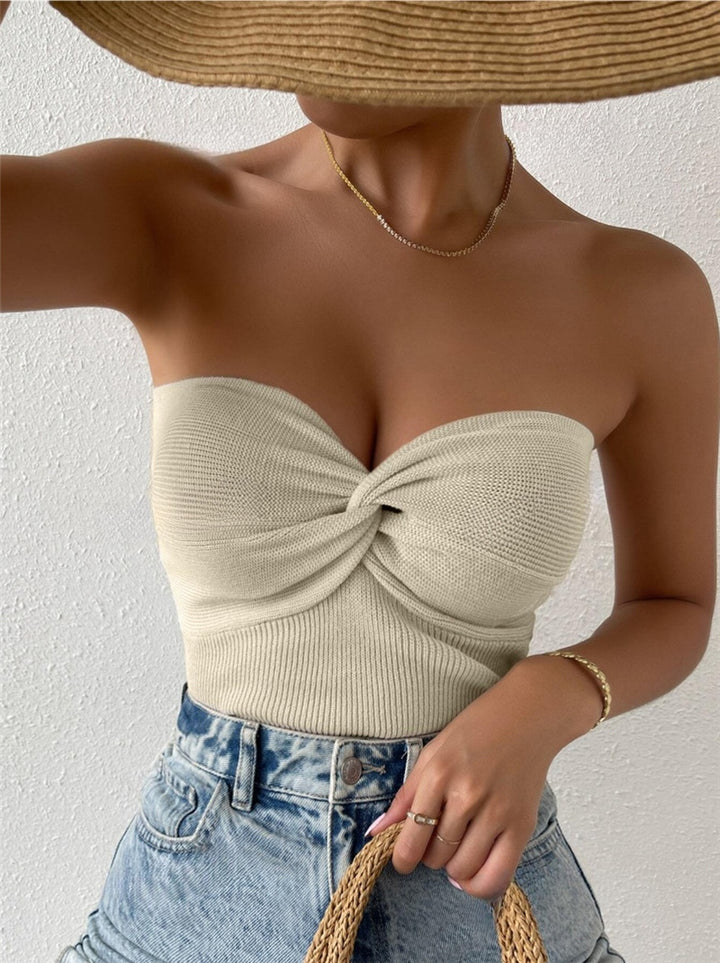 Ladies bandeau top with refined twist Lune London