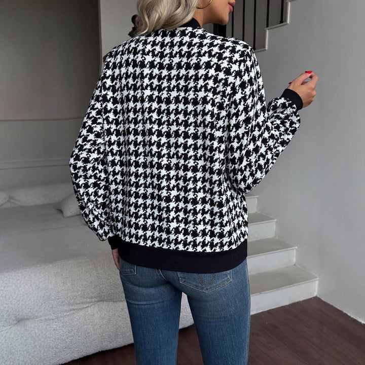 Lune London classic houndstooth pattern women's fashionable bomber jacket