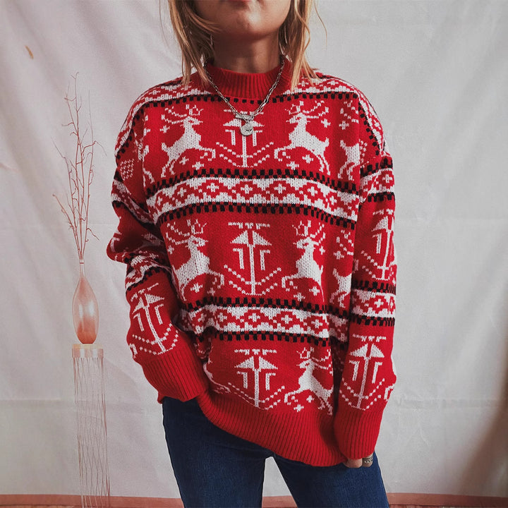 Christmas jumper for women with festive Norwegian pattern and round neckline Lune London