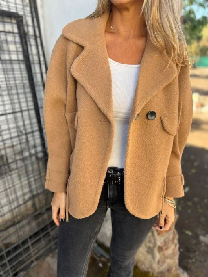 Women Oversized Casual Jacket with Stylish Collar and Button Closure Lune London