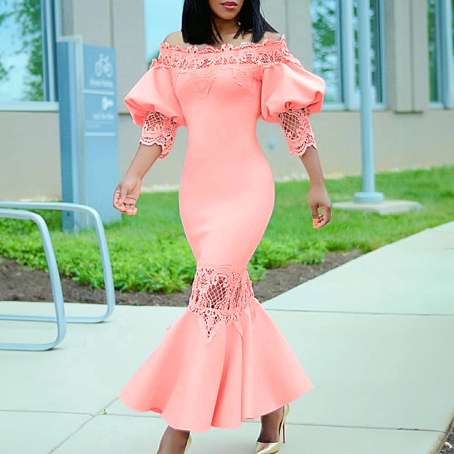 Ladies Elegant Sheath Dress with Lace Sleeves Lune London